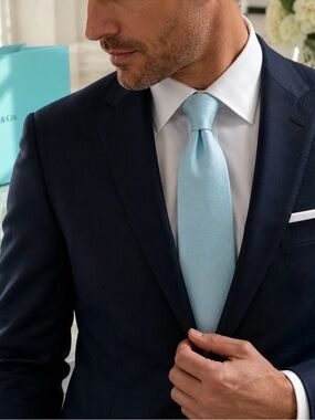 Rare Tiffany & Co. Signature Tiffany Blue Silk Necktie Tie NIB Made in Italy